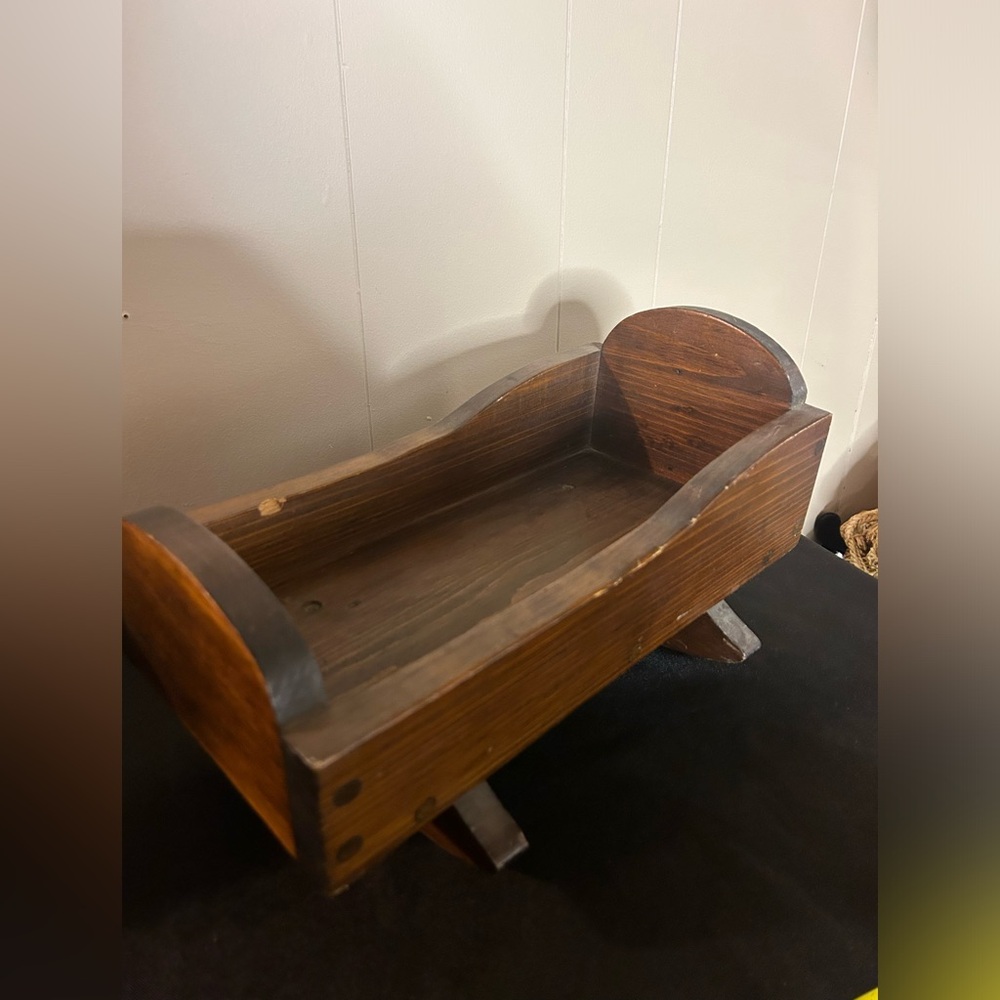 doll cradle - wood stained - see photos for measurements